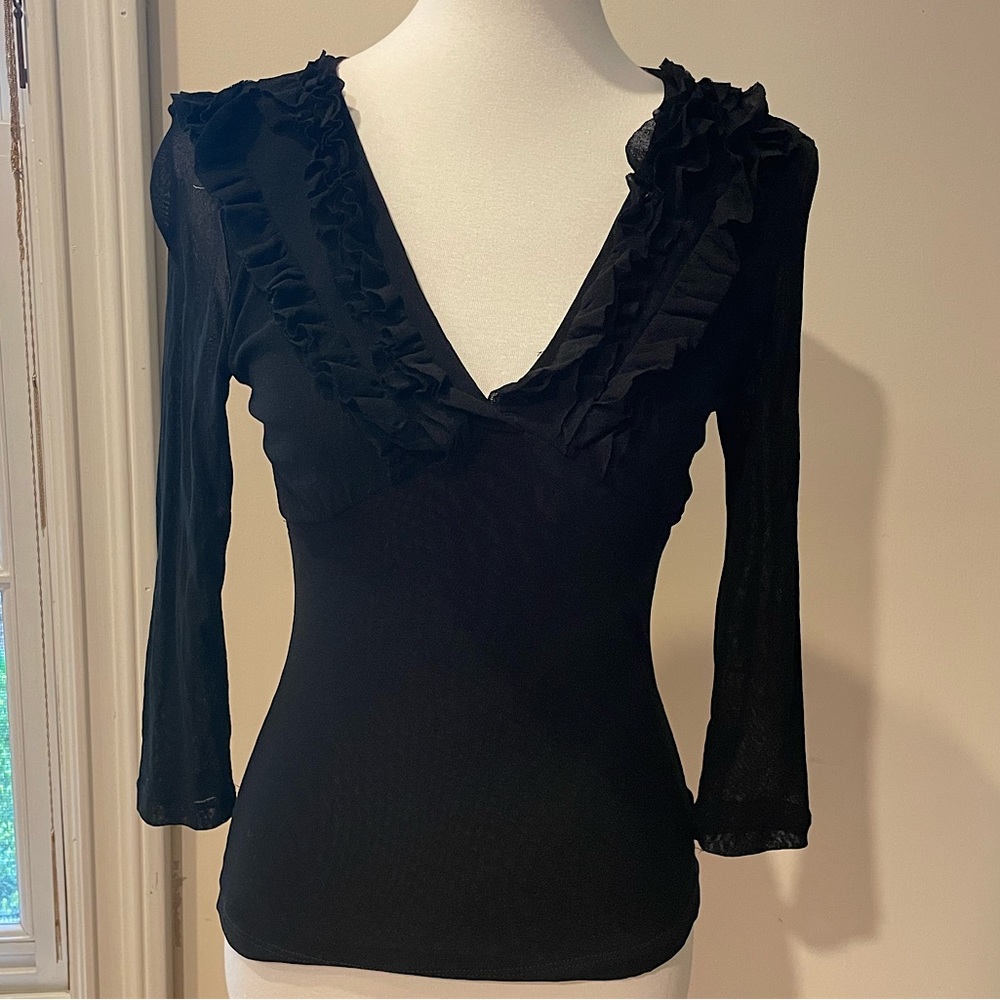 V-Neck Ruffled Blouse